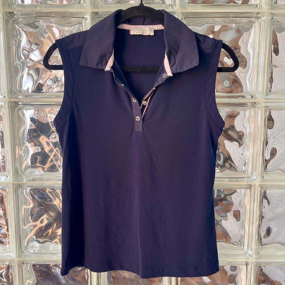 Anatomie Made in Italy Navy Sleeveless Polo Small